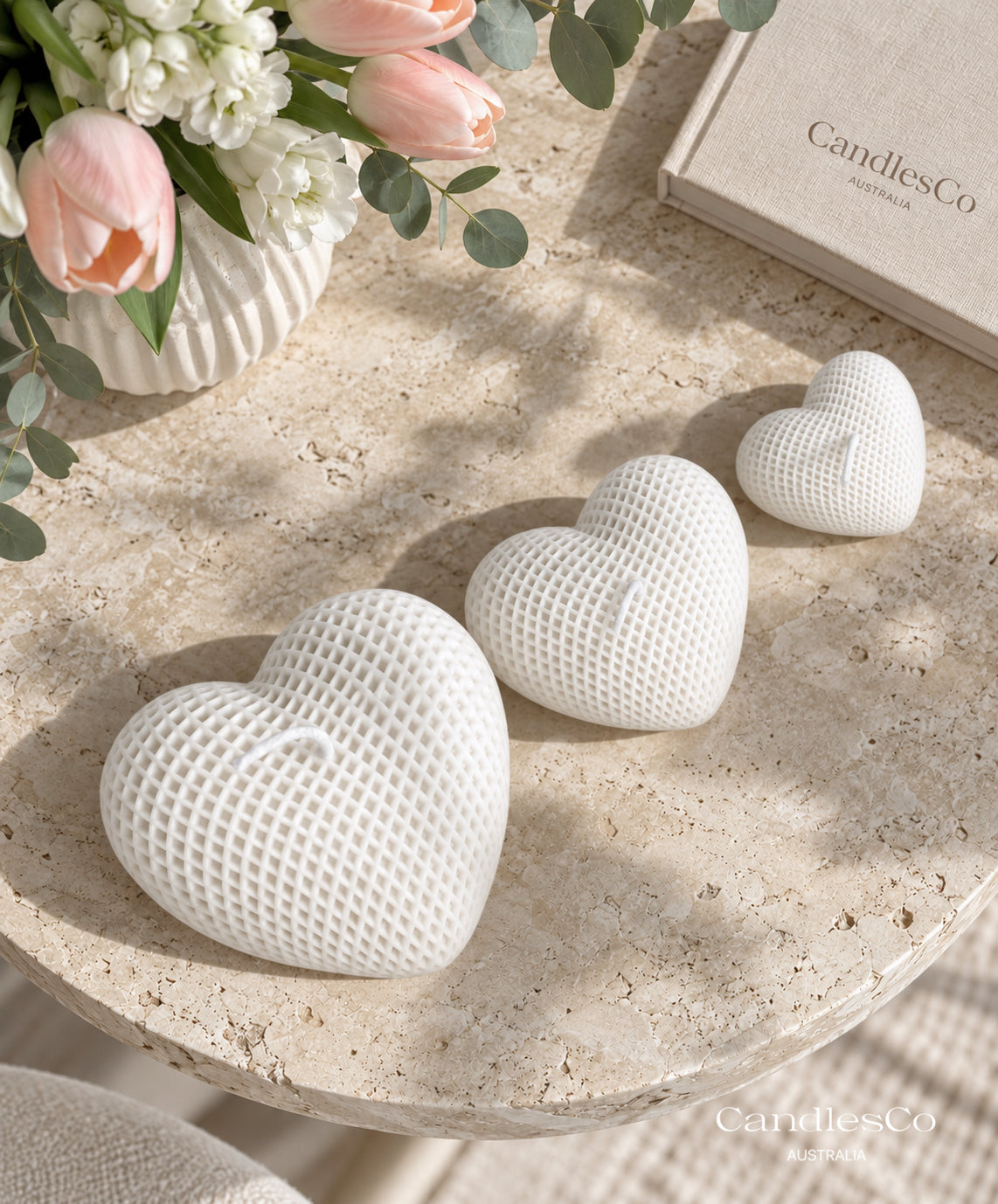 Waffle Heart Candle – Handmade Textured Heart Soy Candle | Valentine’s Day & Home Décor