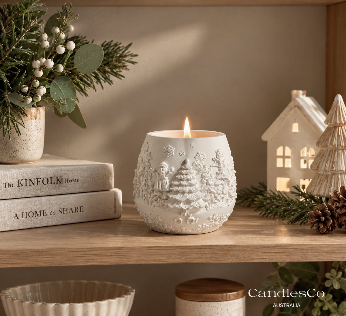 Christmas Village Scented Candle – Handmade Christmas Vessel Candle