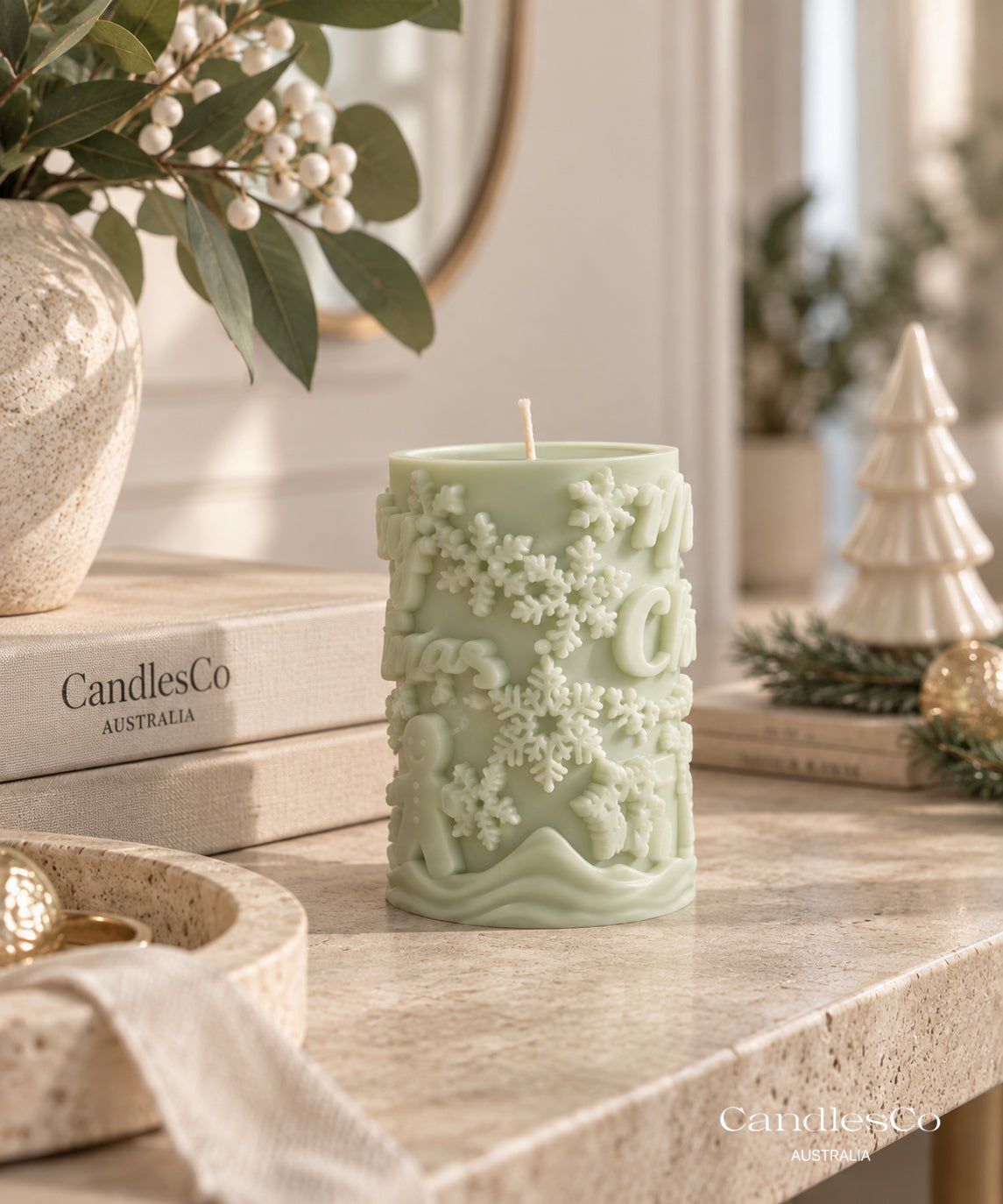 Merry Christmas Gingerbread Candle – Handmade Soy Christmas Candle