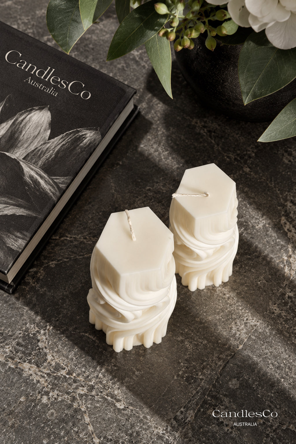 Wave Twist Pillar Candle – Handmade Sculptural Soy Candle | 2 Sizes