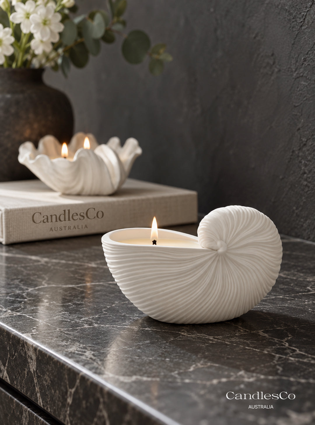 Nautilus Shell Candle Vessel – Handmade Scented Soy Candle | Coastal Seashell Home Décor