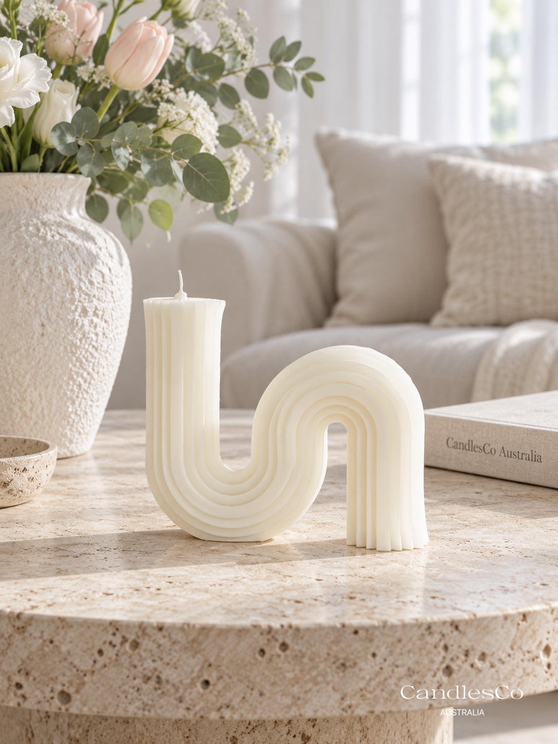 Abstract Wave Arch Candle – Handmade Sculptural Soy Candle | Modern Home Décor