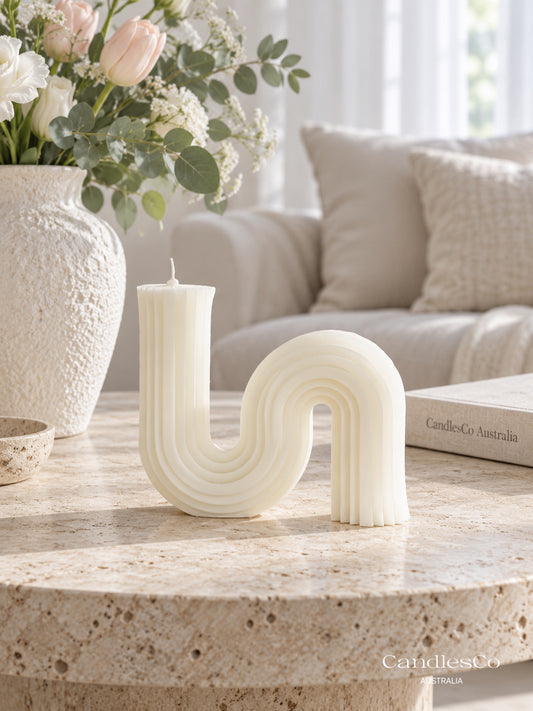 Abstract Wave Arch Candle – Handmade Sculptural Soy Candle | Modern Home Décor