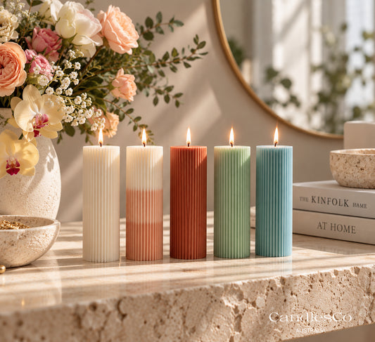 Ribbed Pillar Candle