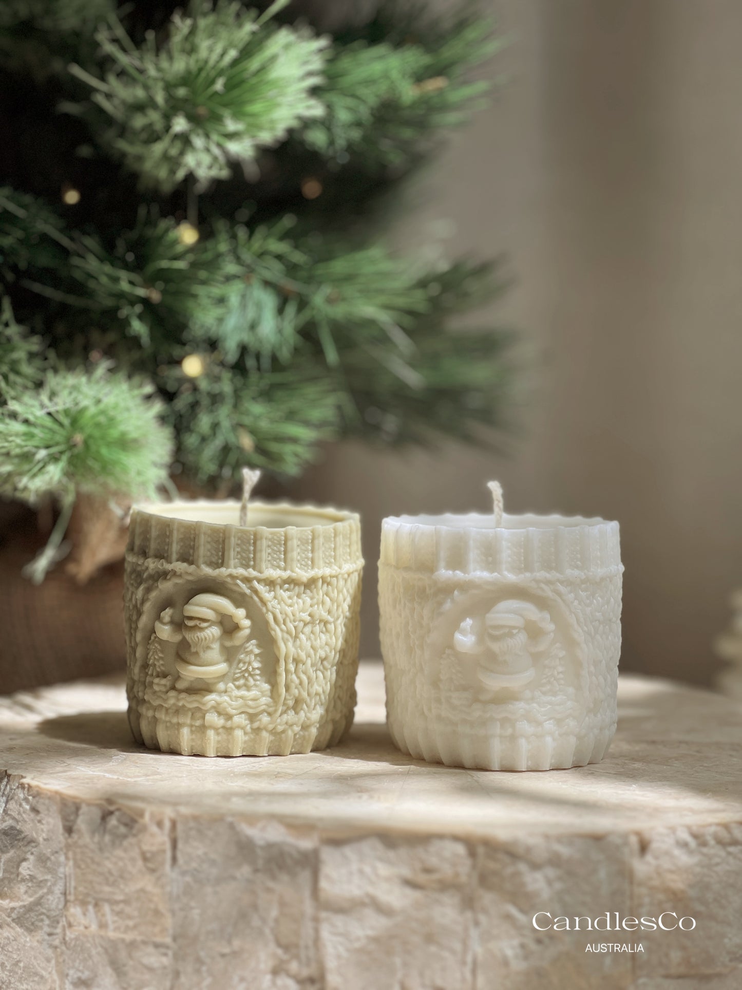 Christmas Knit Pillar Candle