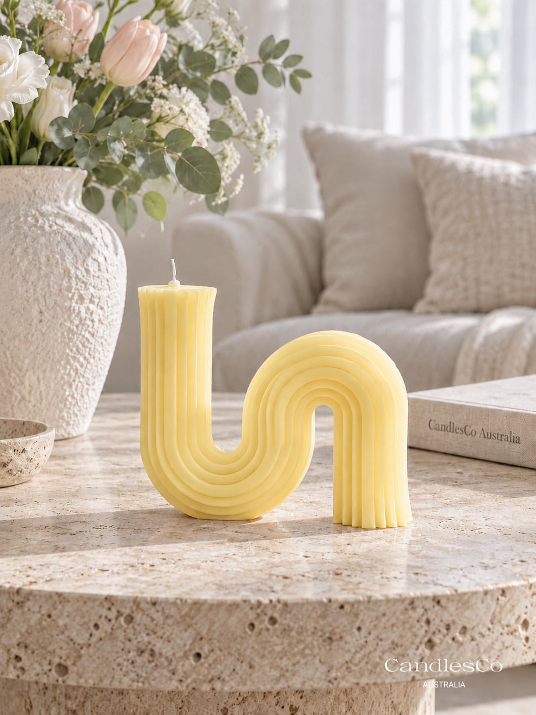 Abstract Wave Arch Candle – Handmade Sculptural Soy Candle | Modern Home Décor