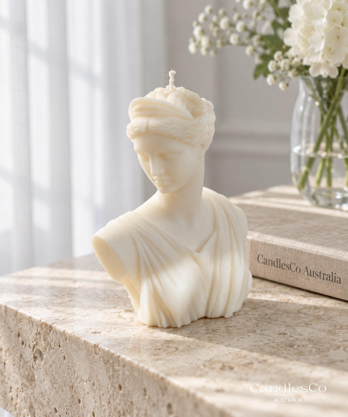 Greek Goddess Bust Candle – Handmade Sculptural Soy Candle
