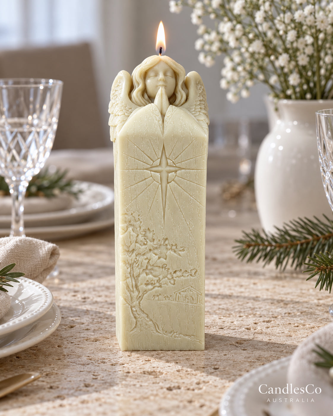 Praying Angel Candle – Handmade Unscented Soy Wax Religious Candle