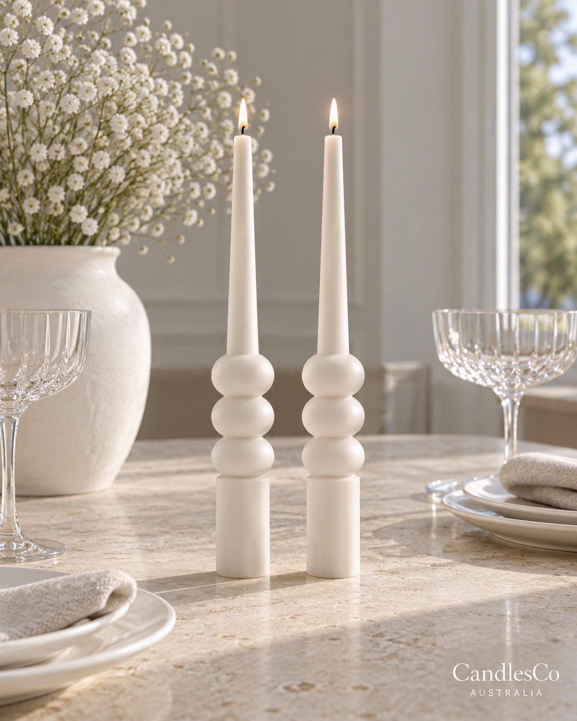 Bubble Taper Candle – Handmade Unscented Soy Wax Candle