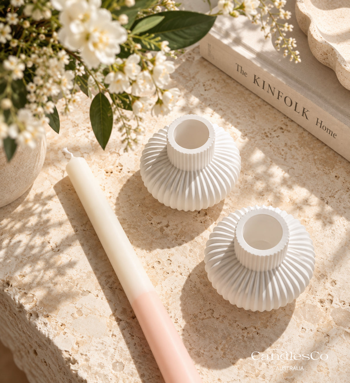 Ribbed Candlestick Holder | Handmade Taper Candle Holder