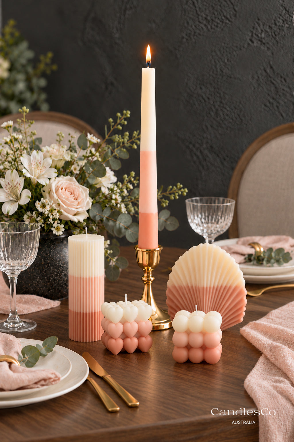Colour Block Heart Bubble Cube Candle – Handmade Two Tone Soy Candle | Romantic Home Décor