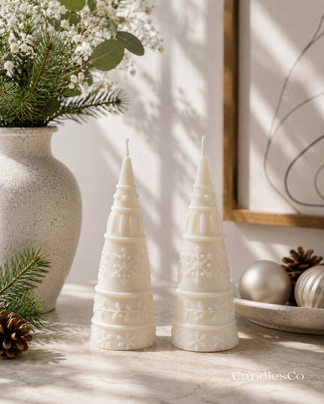 Snowflake Tower Tree Candle