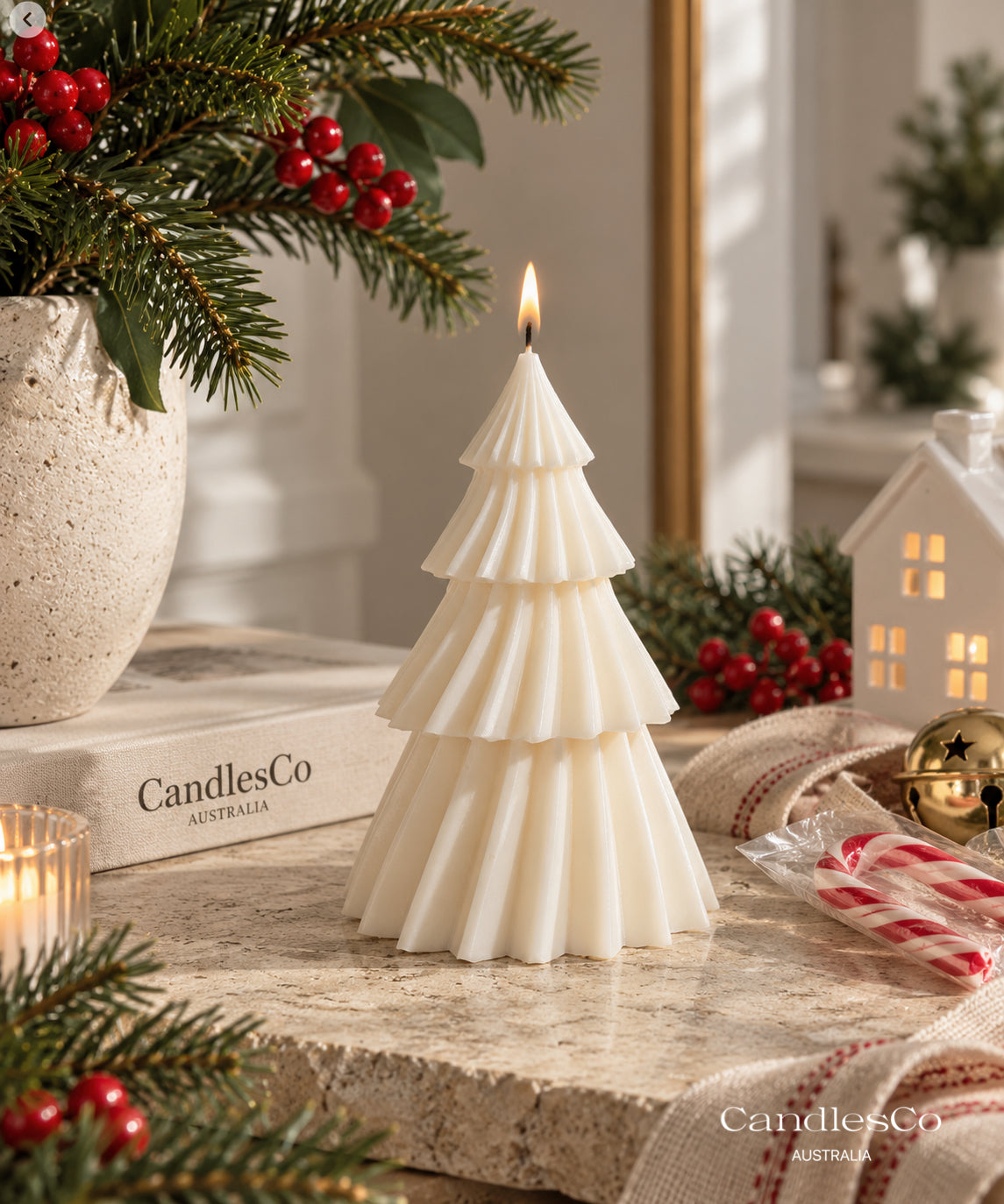 Pleated Christmas Tree Candle – Handmade Soy Christmas Candle