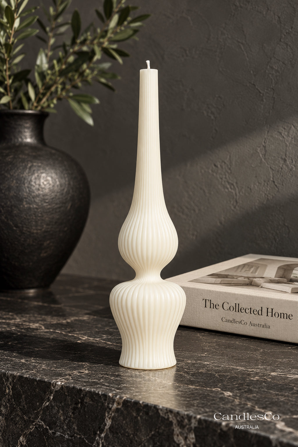 Fluted Sculptural Spire Candle – Handmade Architectural Soy Candle