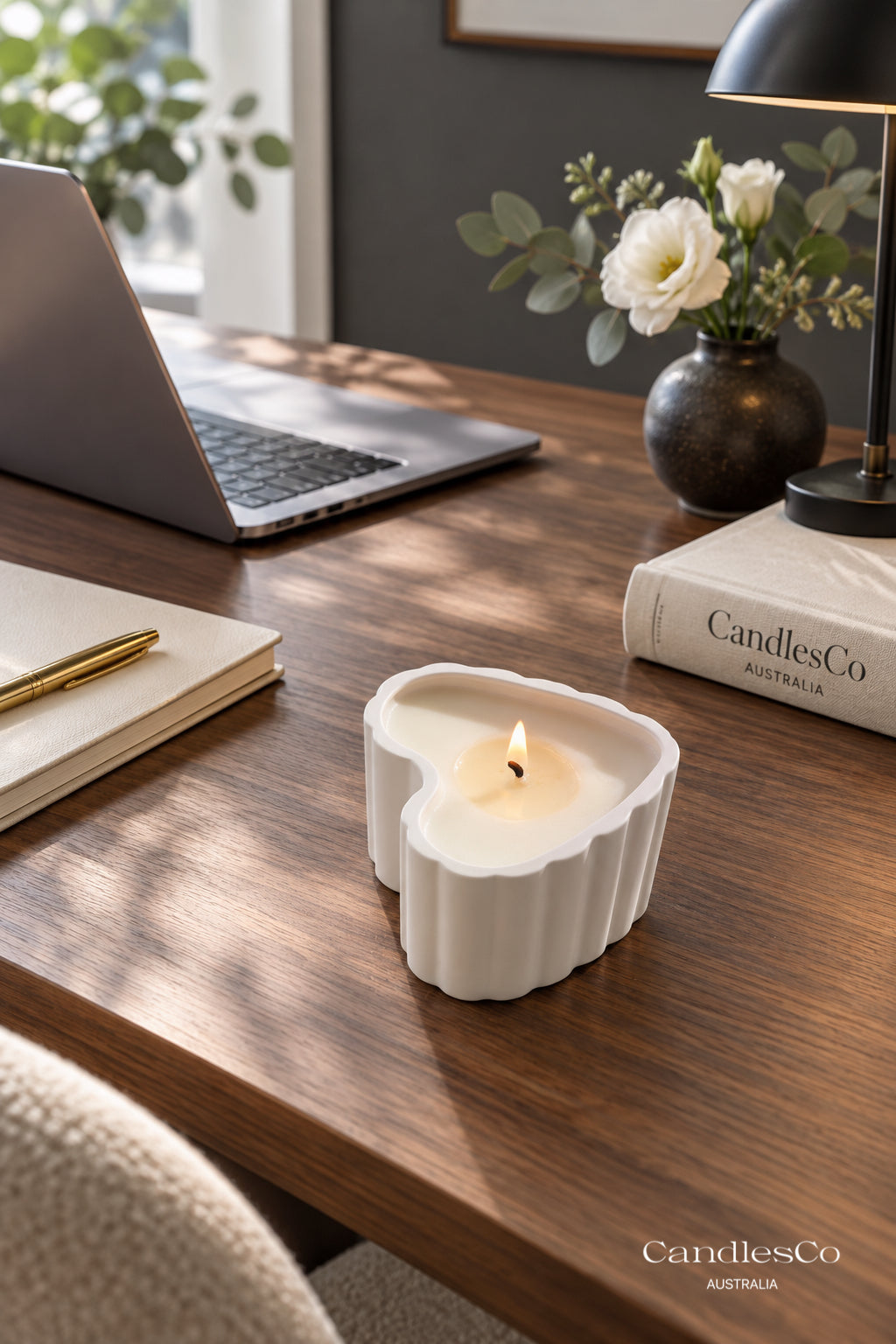 Ribbed Heart Candle Vessel – Handmade Scented Soy Candle | Romantic Home Décor & Gift