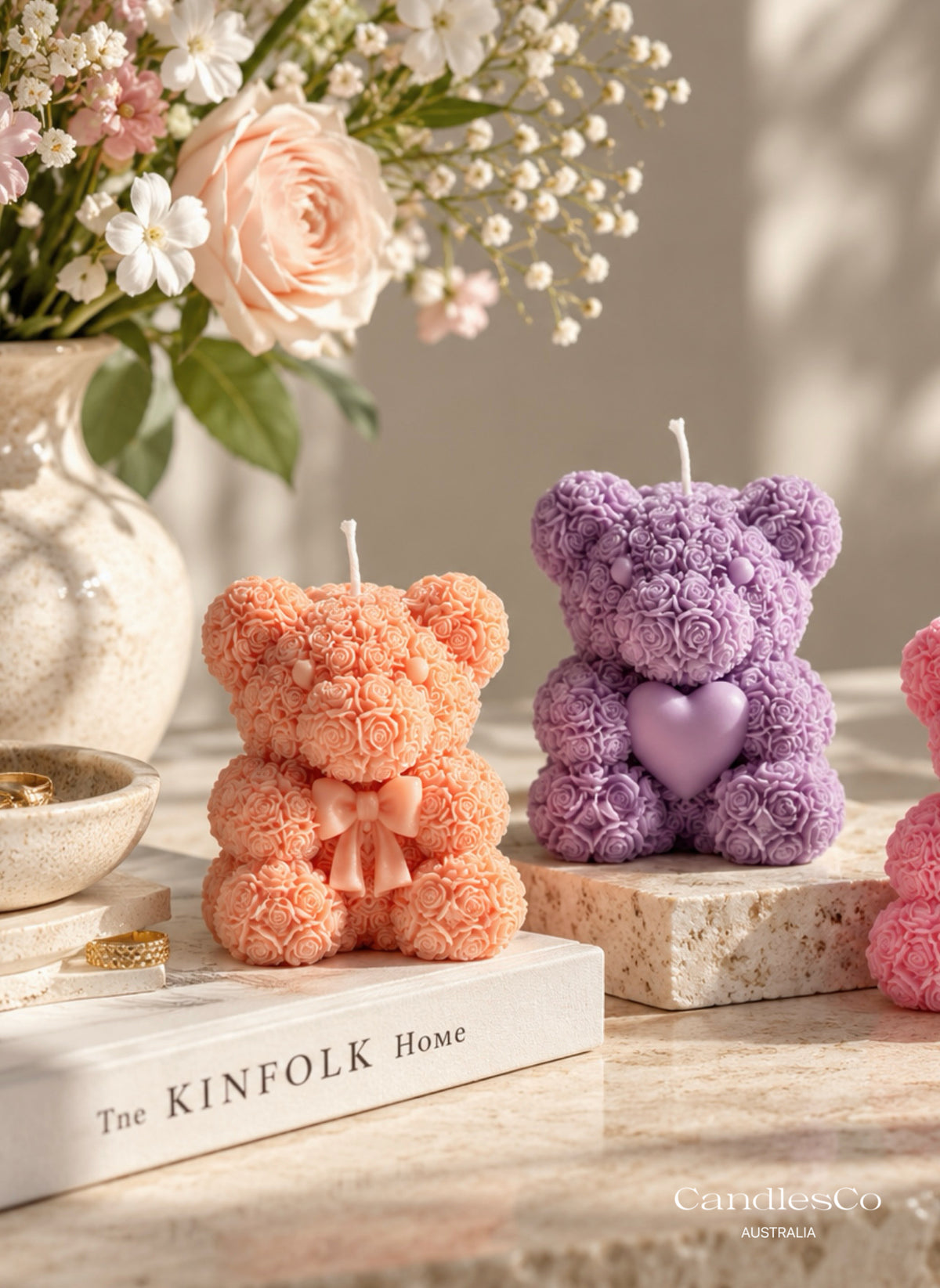 Rose Teddy Bear Candle