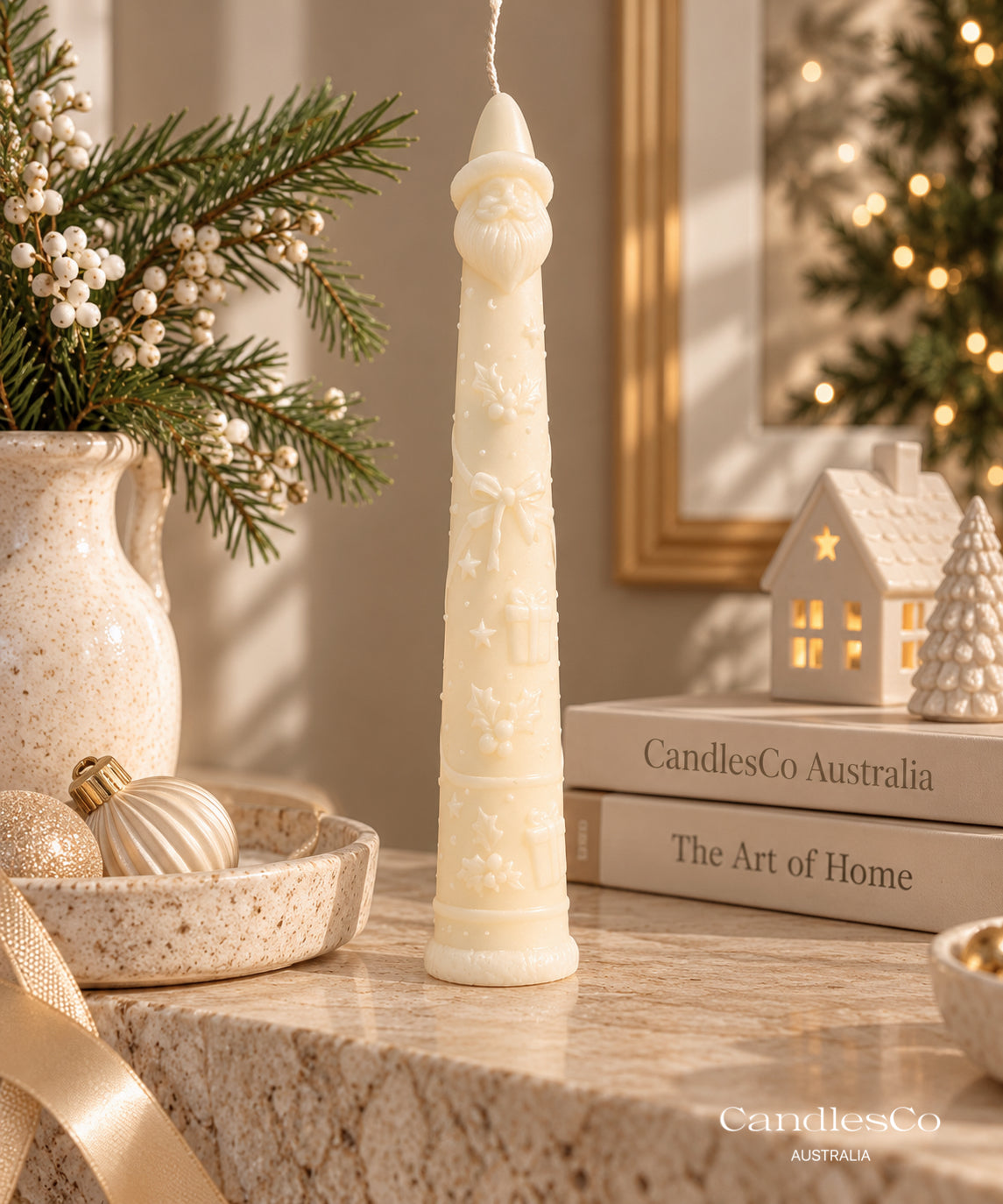 Tall Santa Claus Candle – Handmade Christmas Soy Wax Candle | Festive Holiday Décor