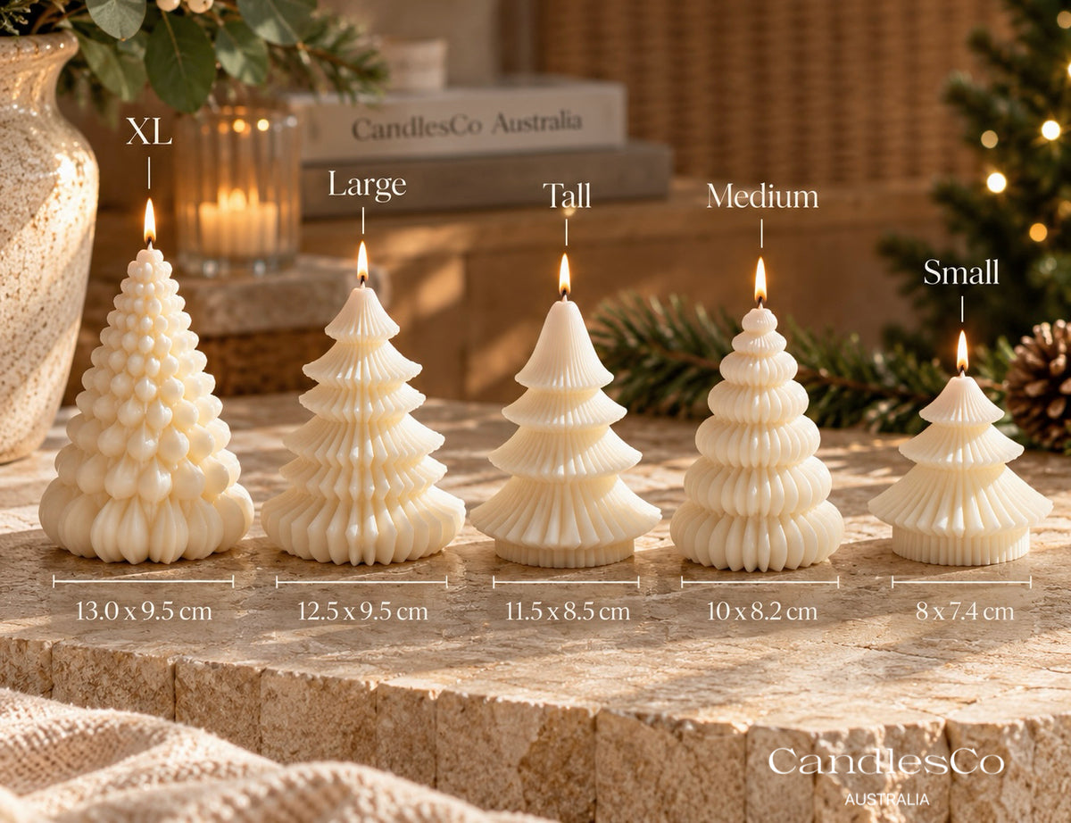 Christmas Tree Candle Collection – 5 Handmade Soy Christmas Tree Designs