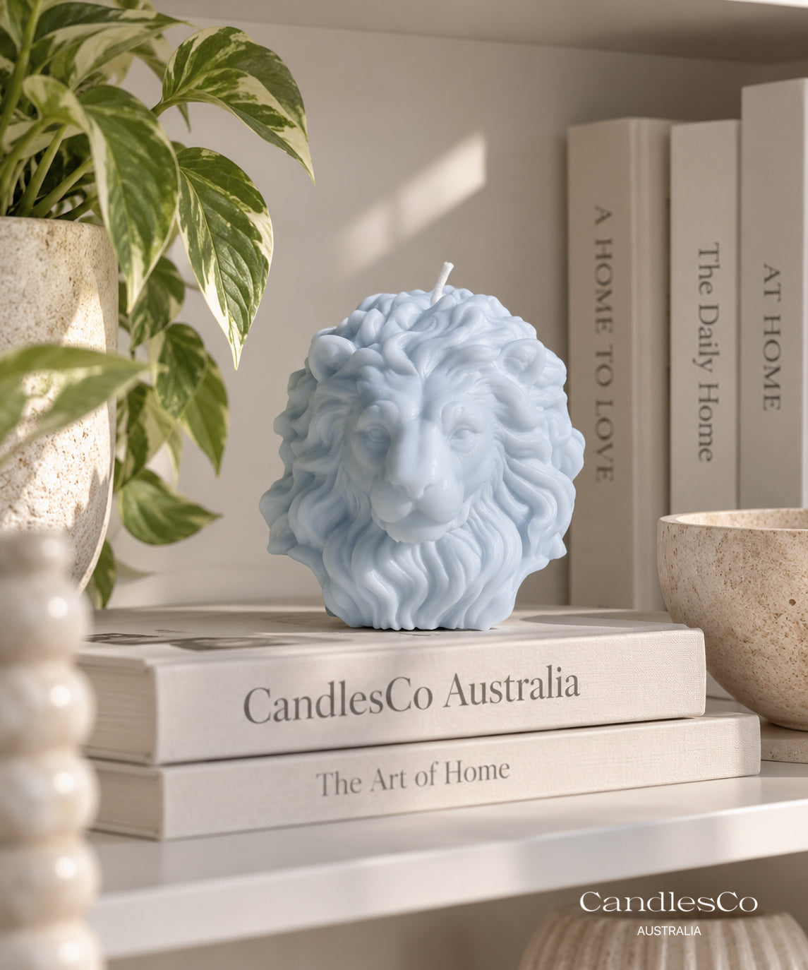 Majestic Lion Head Candle – Handmade Unscented Soy Wax Candle | Lion Sculpture & Modern Home Décor