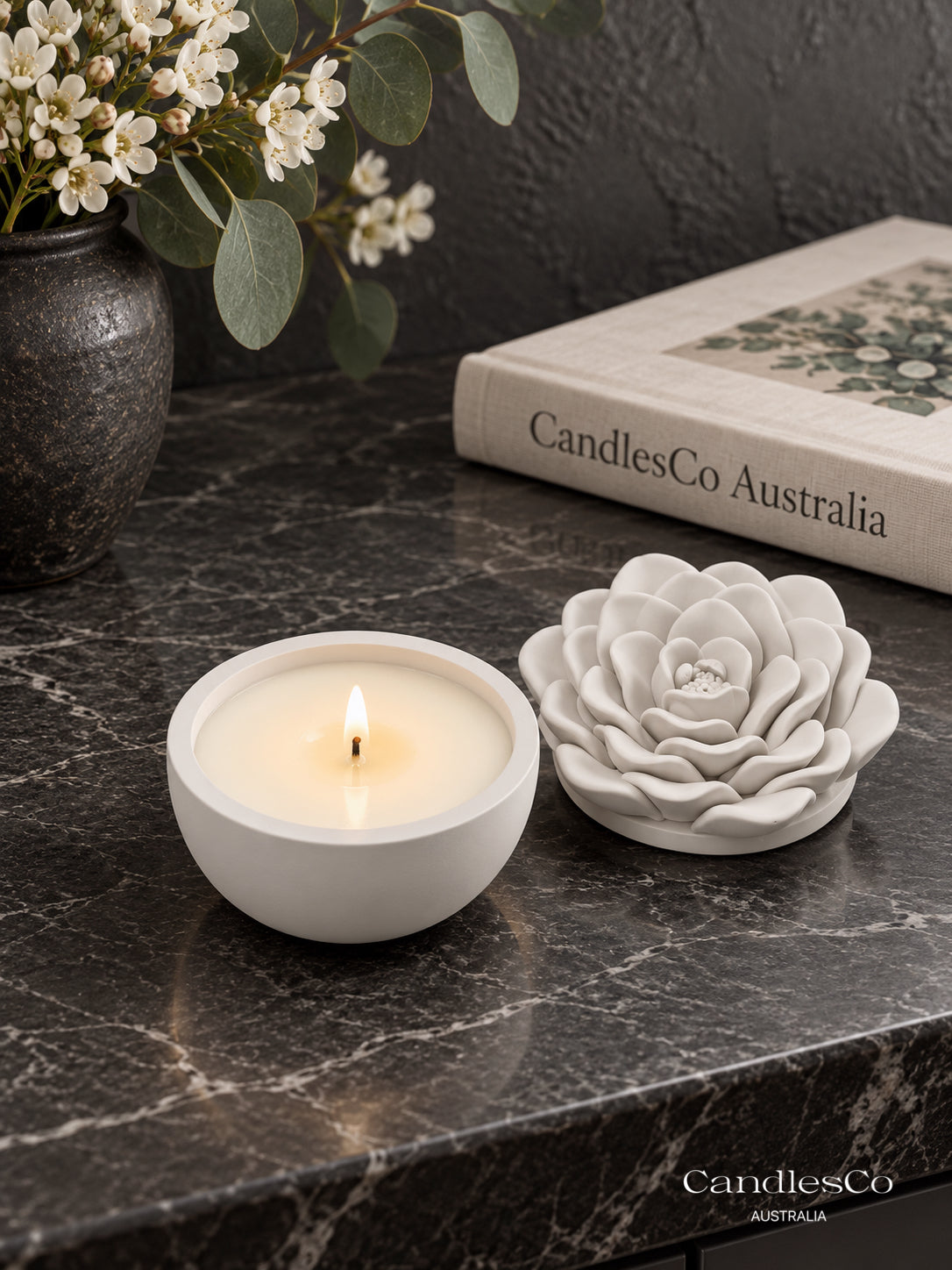 Peony Flower Candle Vessel – Handmade Scented Soy Candle | Floral Home Décor & Gift