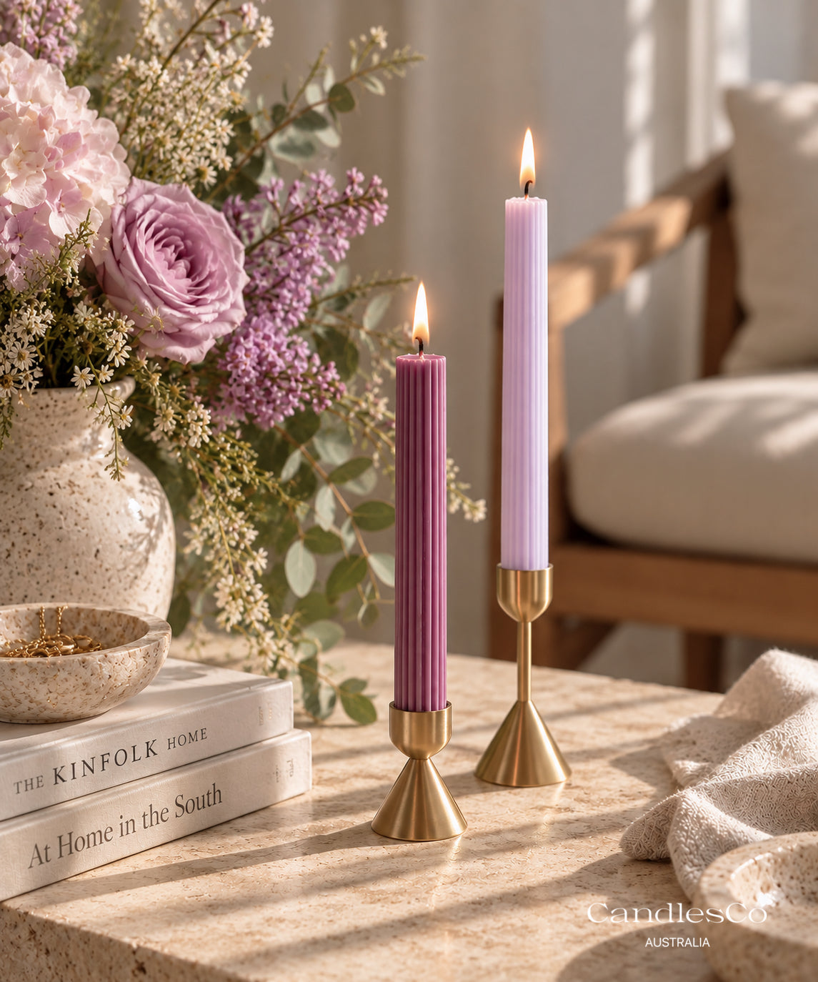 Ribbed Taper Candle – Handmade Soy Wax Dinner Candle