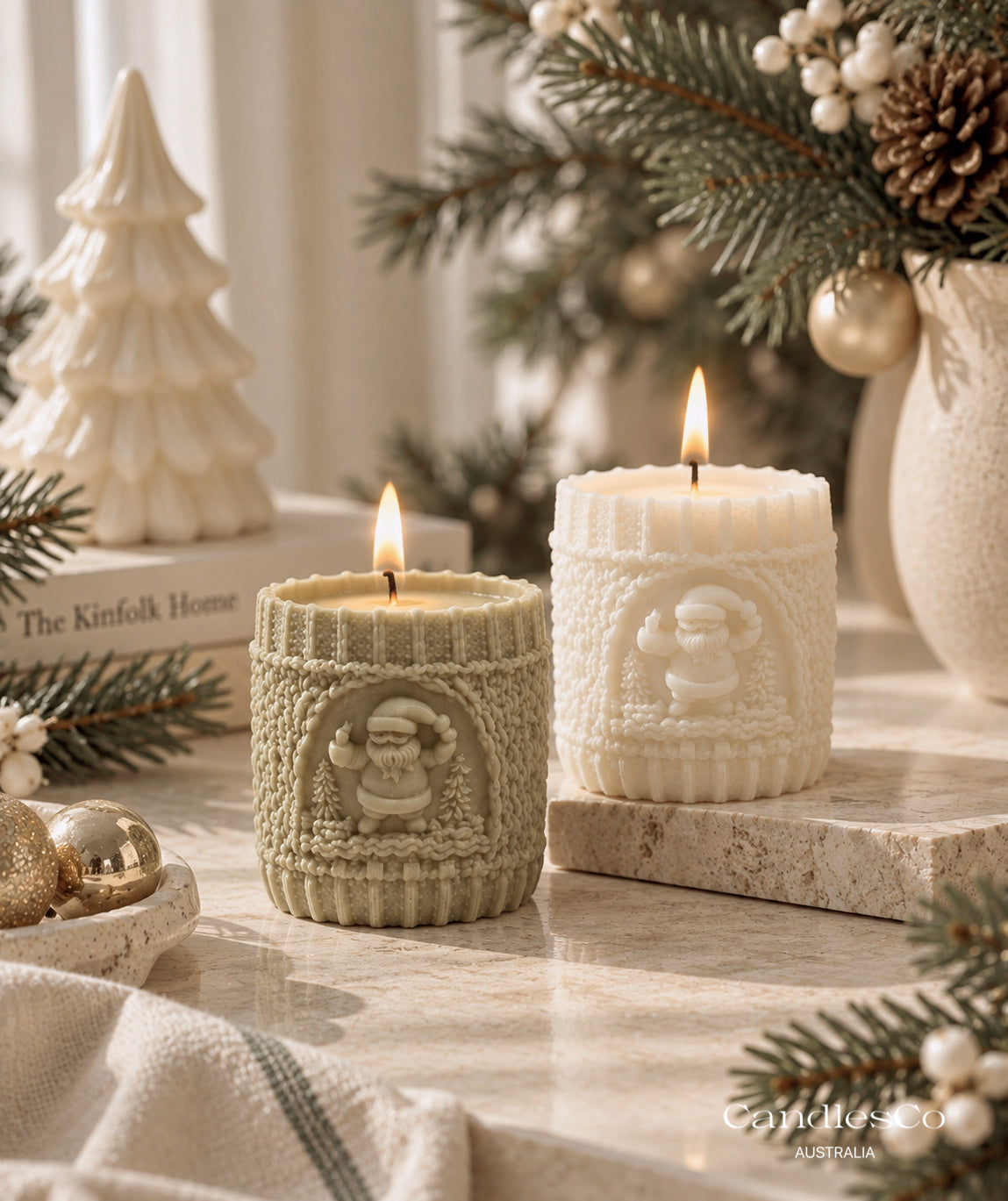 Christmas Knit Pillar Candle