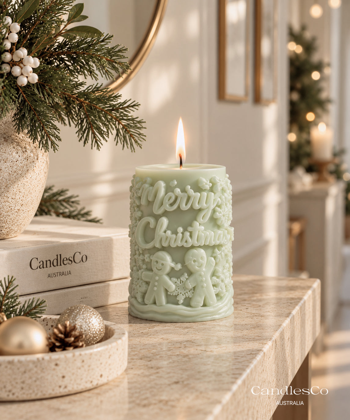 Merry Christmas Gingerbread Candle – Handmade Soy Christmas Candle
