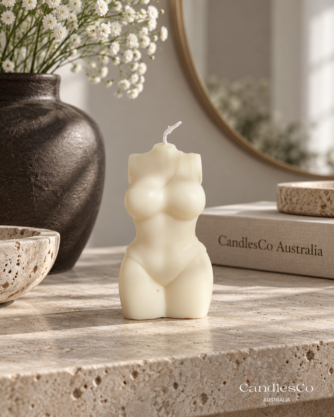 Curvy Female Body Candle – Handmade Unscented Soy Wax Candle | Sculptural Home Décor
