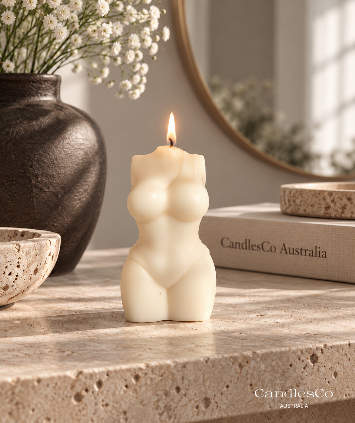 Curvy Female Body Candle – Handmade Unscented Soy Wax Candle | Sculptural Home Décor