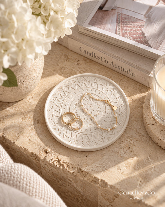 Round Mandala Trinket Tray | Handmade Decorative Jewellery Dish
