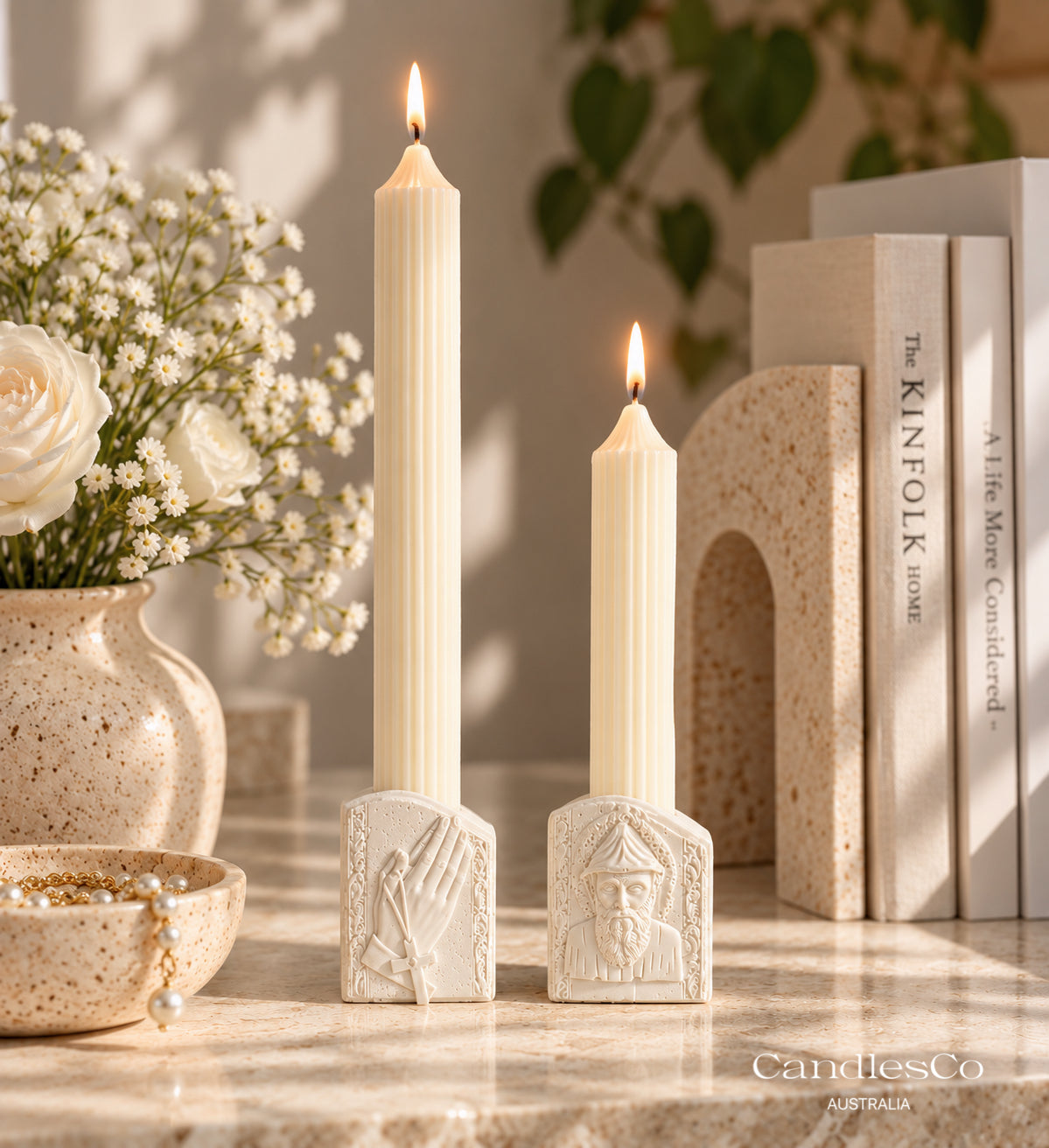 Praying Hands & Saint Charbel Candlestick Holder