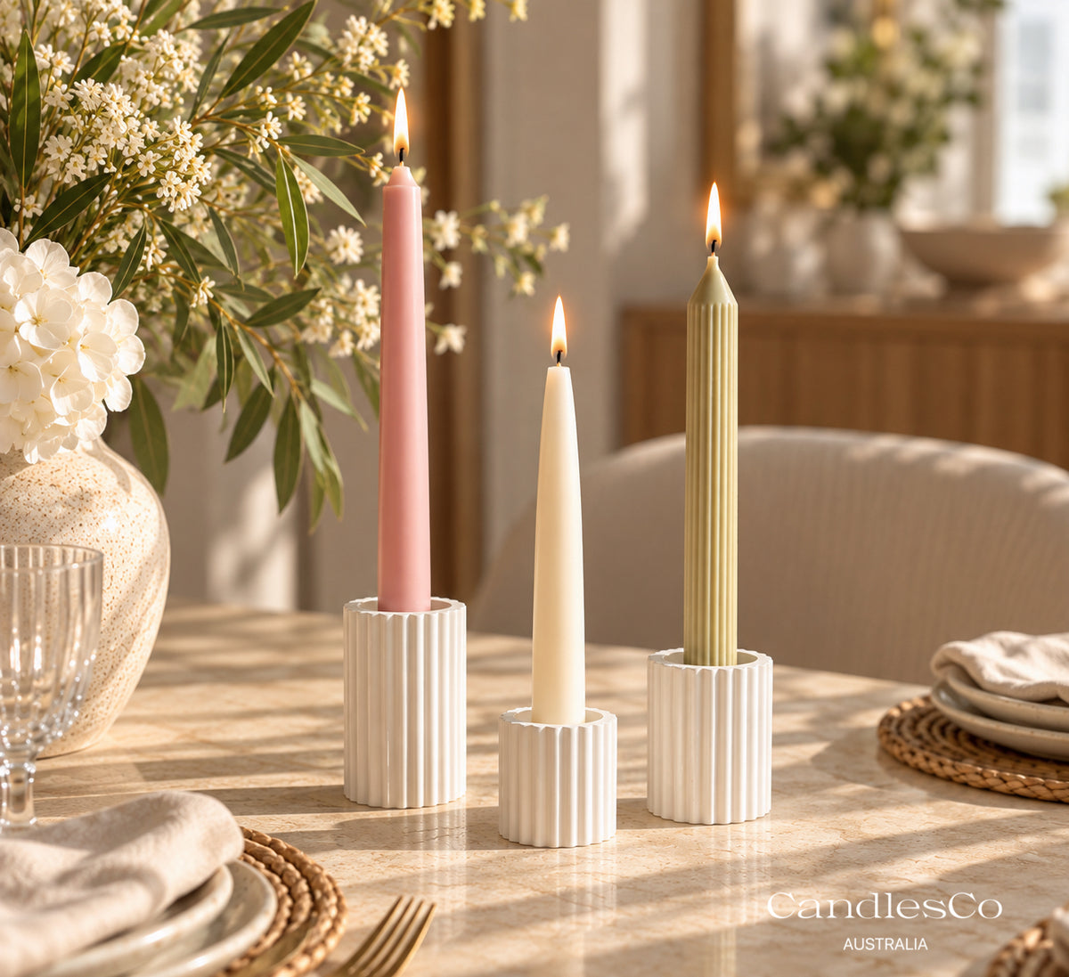 Fluted Candlestick Holder | Handmade Taper Candle Holder