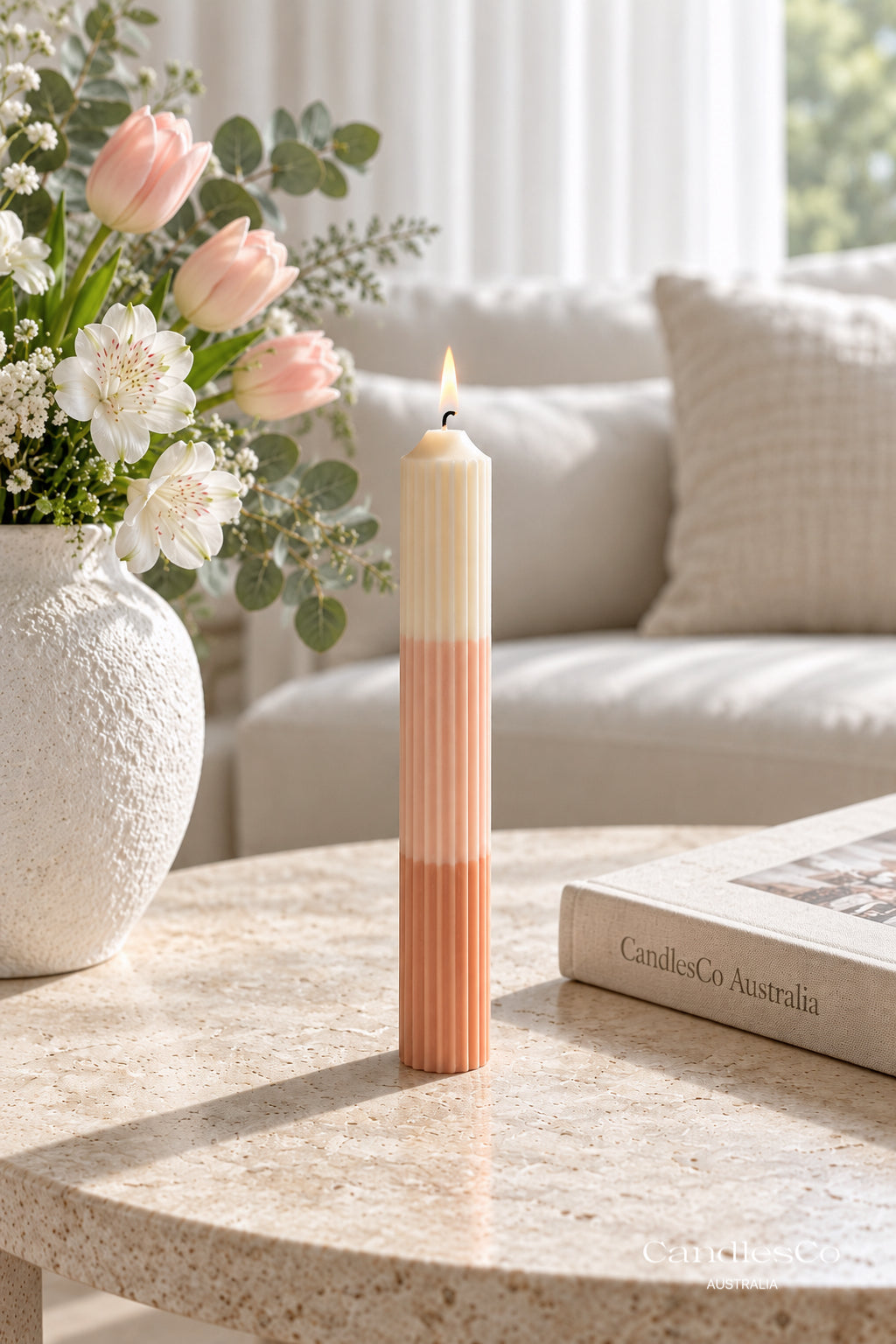 Ribbed Taper Candle – Handmade Fluted Soy Candle | Wedding & Table Décor