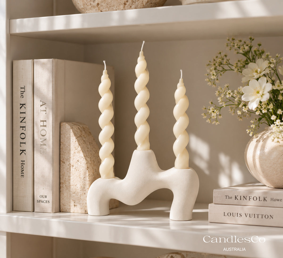 Sculptural Triple Candlestick Holder | 3 Taper Candle Holder