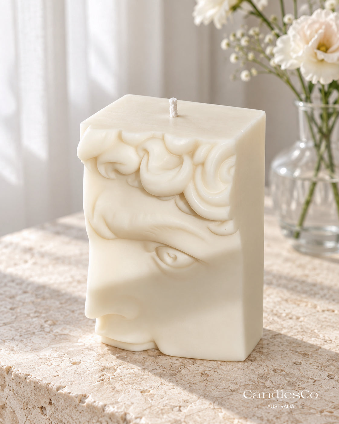 David Face Candle – Handmade Michelangelo Sculptural Soy Wax Candle