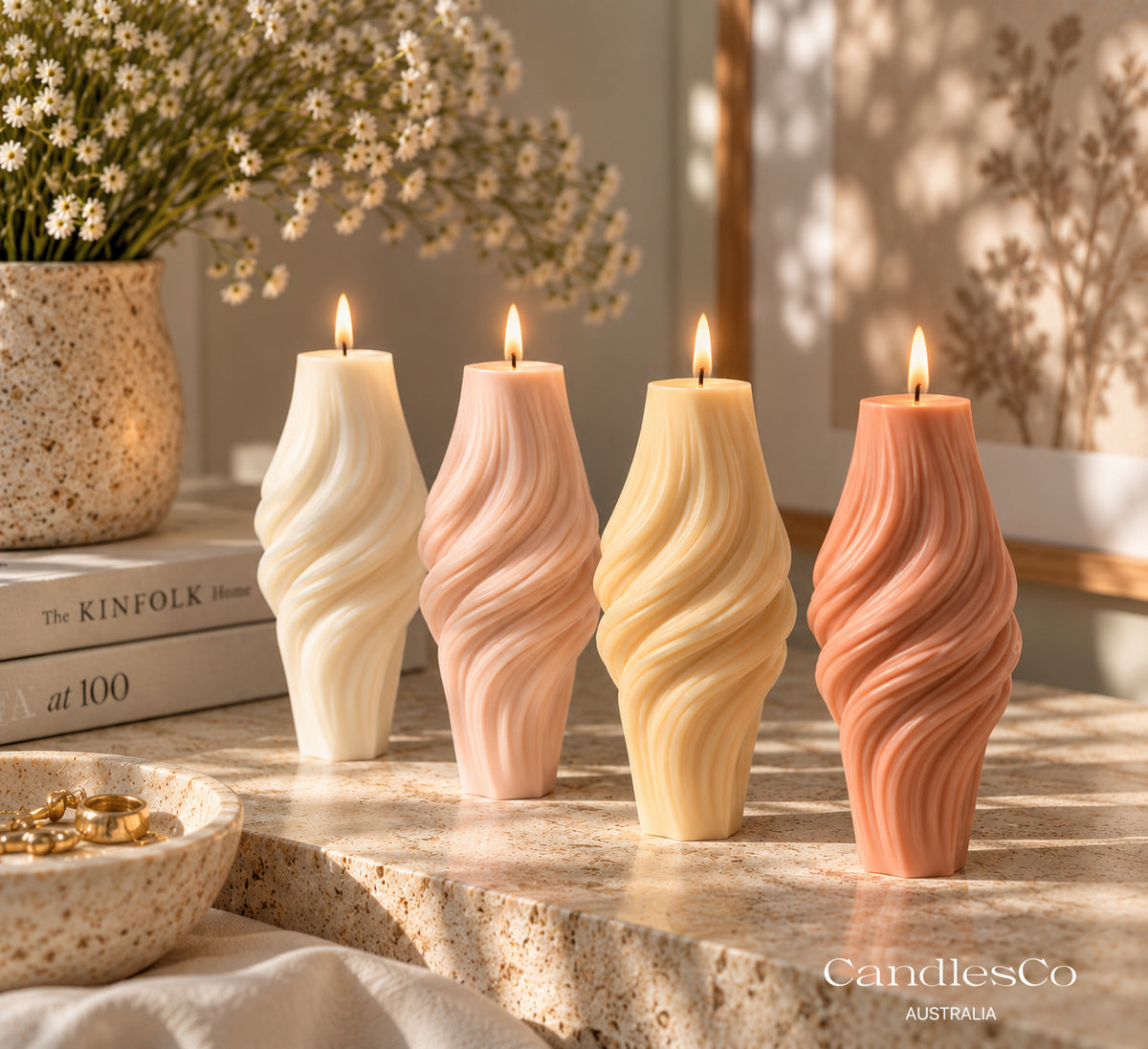 Sculpted Wave Pillar Candle