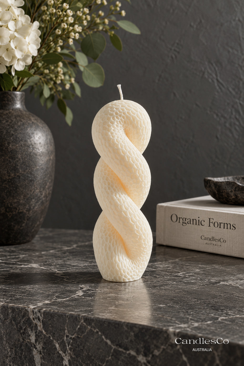 Textured Spiral Twist Candle – Handmade Sculptural Soy Candle | Modern Home Décor