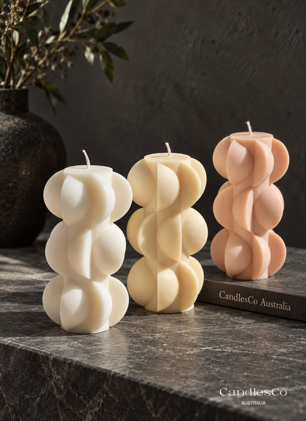 Abstract Bubble Pillar Candle – Handmade Geometric Sculptural Soy Candle