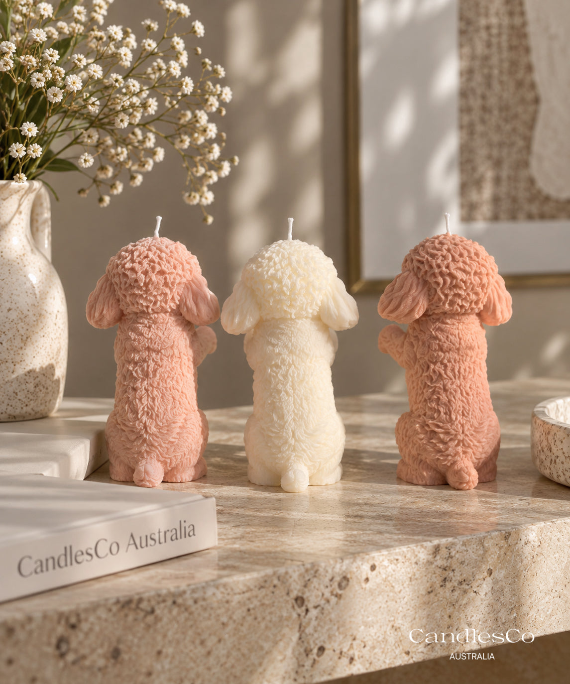 Cute Poodle Puppy Candle – Handmade Unscented Soy Wax Dog Candle | Pet Lover Gift & Sculptural Home Décor