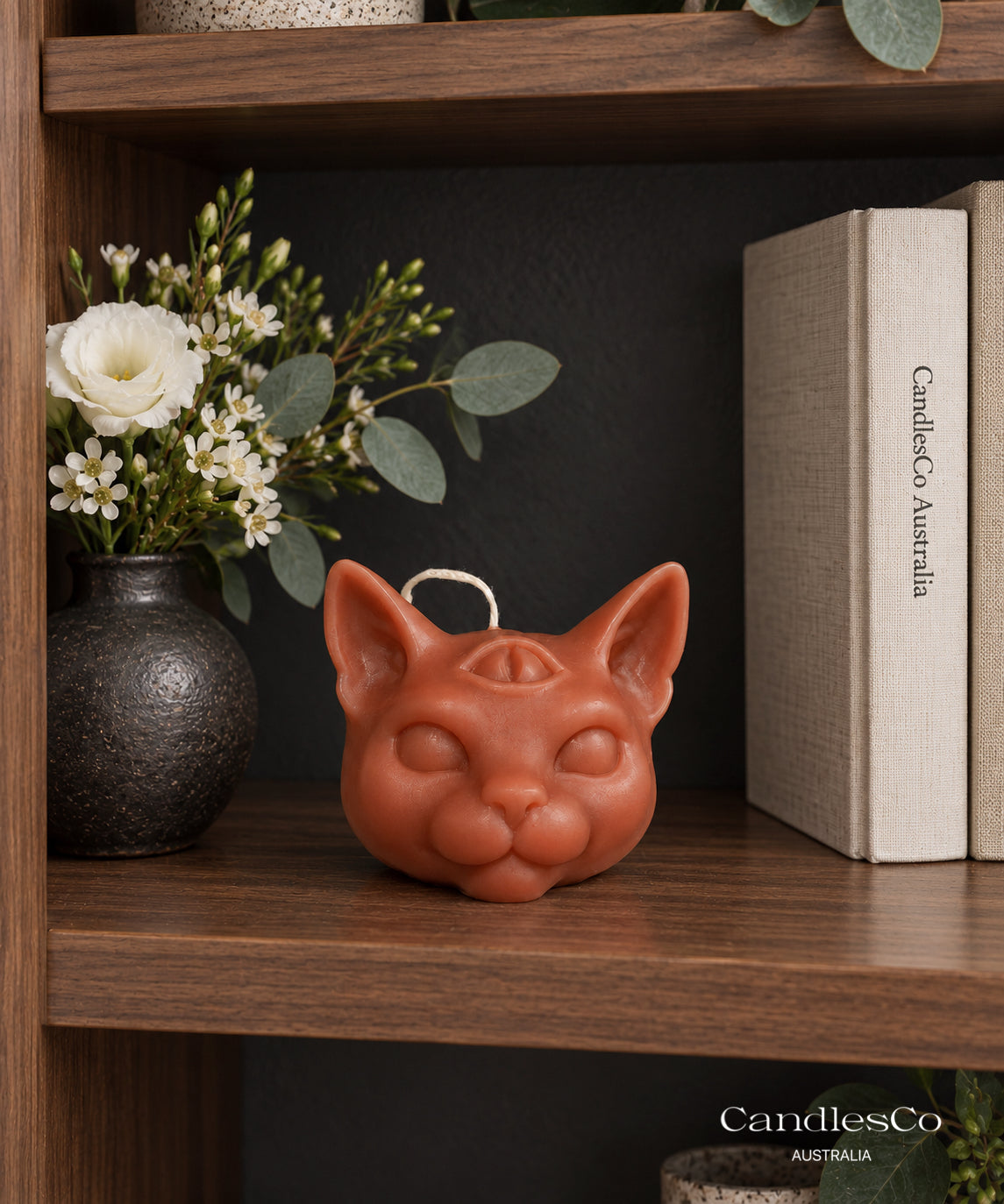 Mystical Third Eye Cat Candle – Handmade Unscented Soy Wax Candle | Spiritual Cat Sculpture & Unique Home Décor