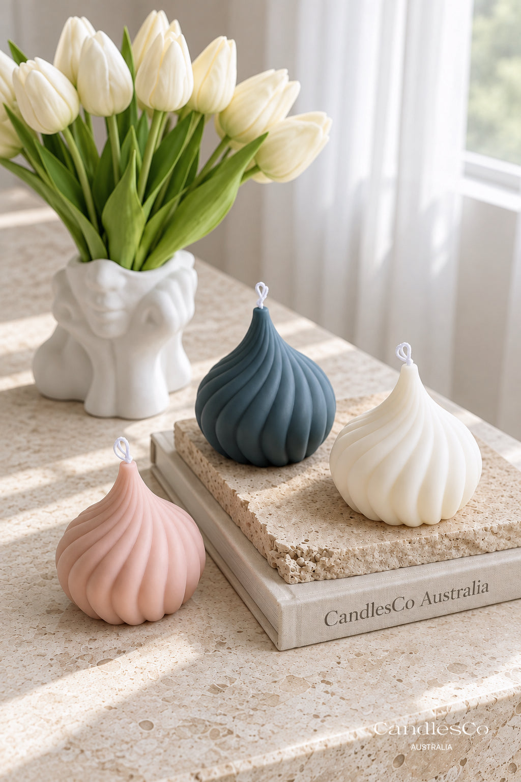 Teardrop Swirl Candle – Handmade Sculptural Soy Candle