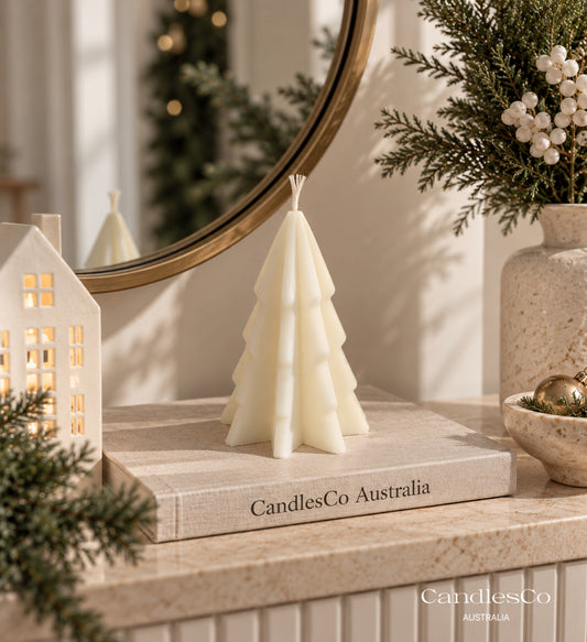Geometric Christmas Tree Candle – Handmade Soy Wax Xmas Tree Candle | Festive Home Décor