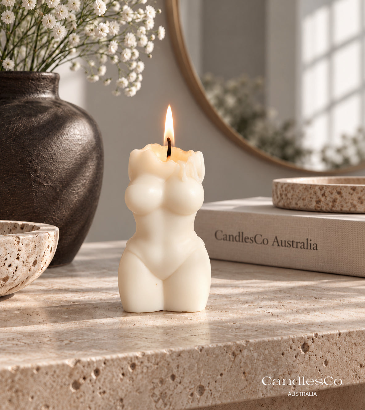 Curvy Female Body Candle – Handmade Unscented Soy Wax Candle | Sculptural Home Décor