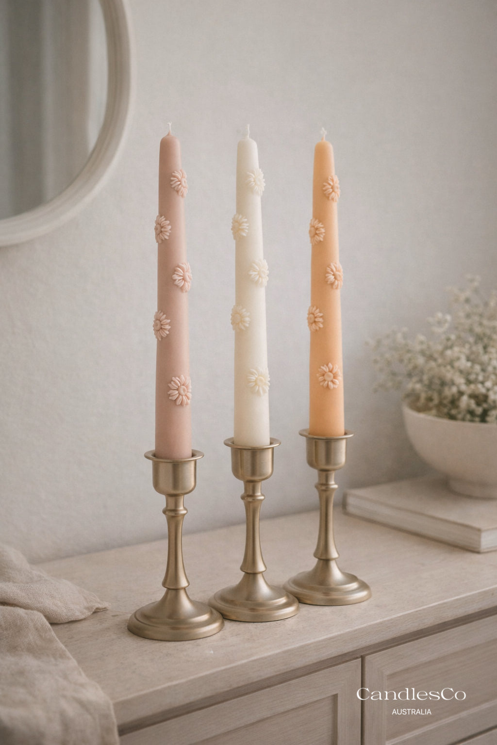 Daisy Floral Taper Candle