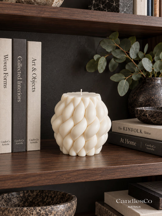 Braided Bubble Candle – Handmade Woven Sculptural Soy Candle | Modern Home Décor