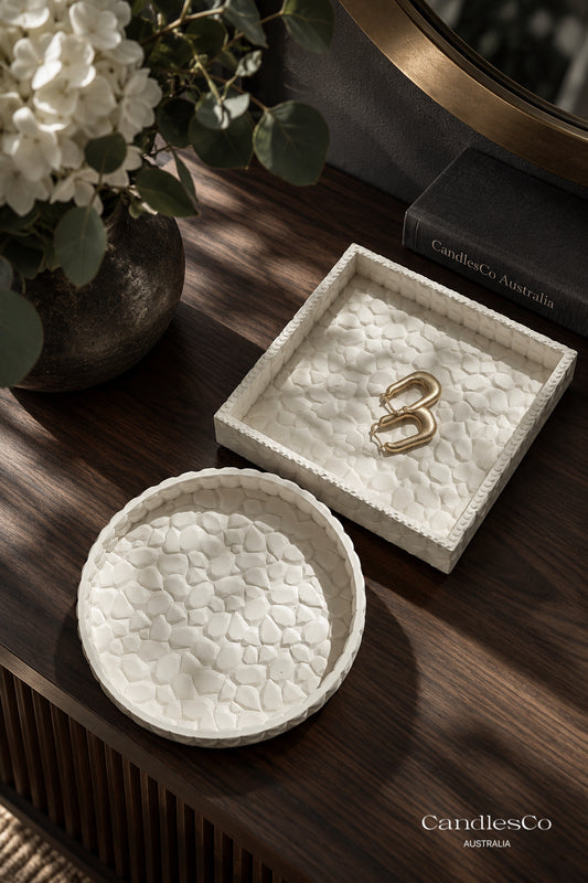 Stone Textured Trinket Tray | Handmade Round & Square Jewellery Dish