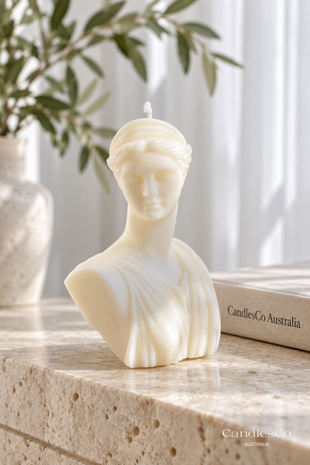 Greek Goddess Bust Candle – Handmade Sculptural Soy Candle