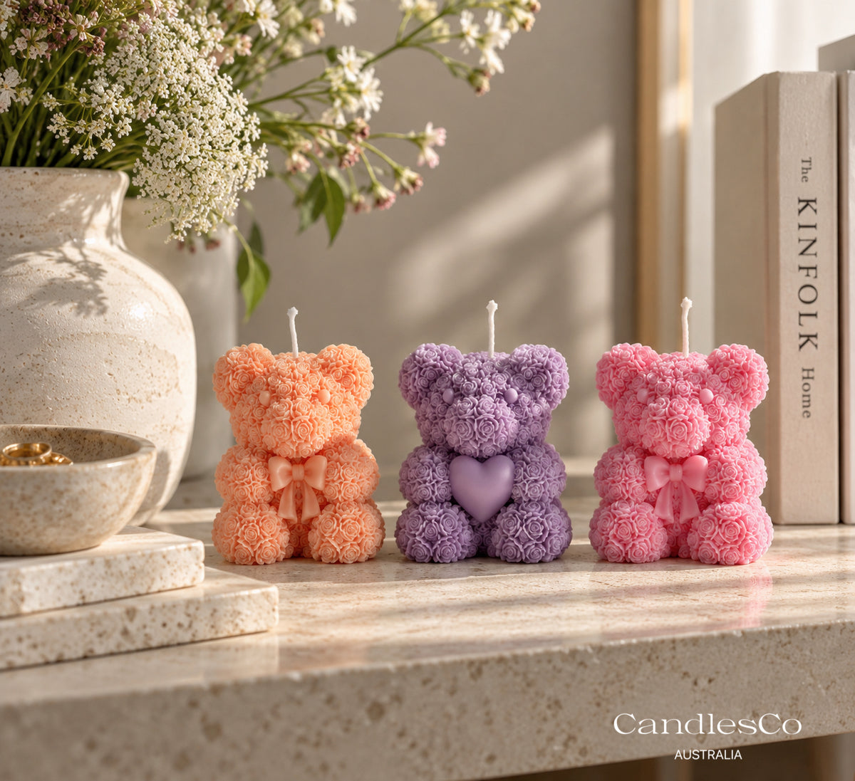 Rose Teddy Bear Candle