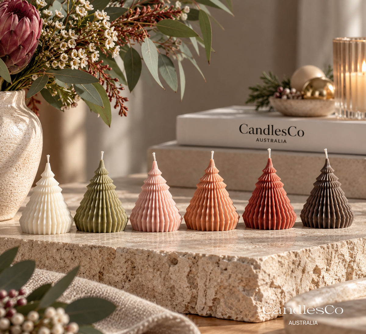 Pleated Christmas Tree Candle – Handmade Soy Christmas Candle