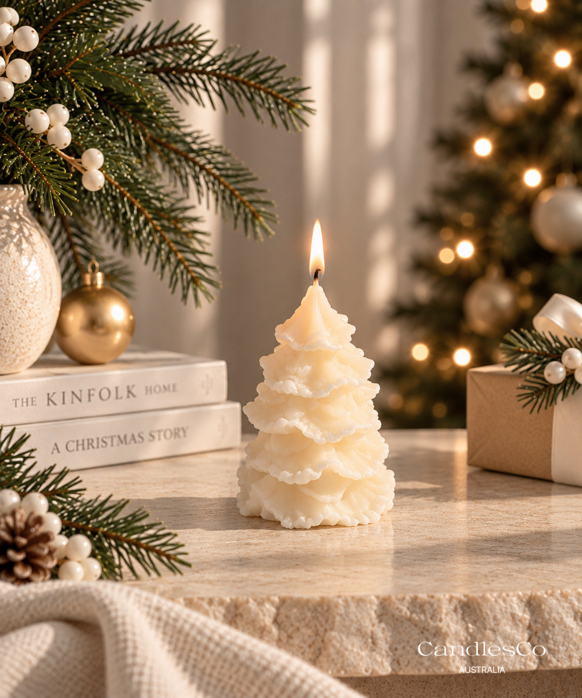 Ruffled Christmas Tree Candle